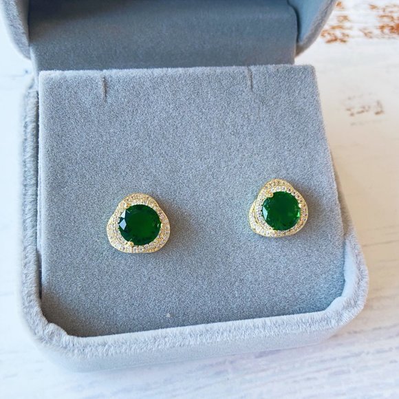 3/$35 Green Gemstone Stud Earrings - Picture 3 of 5